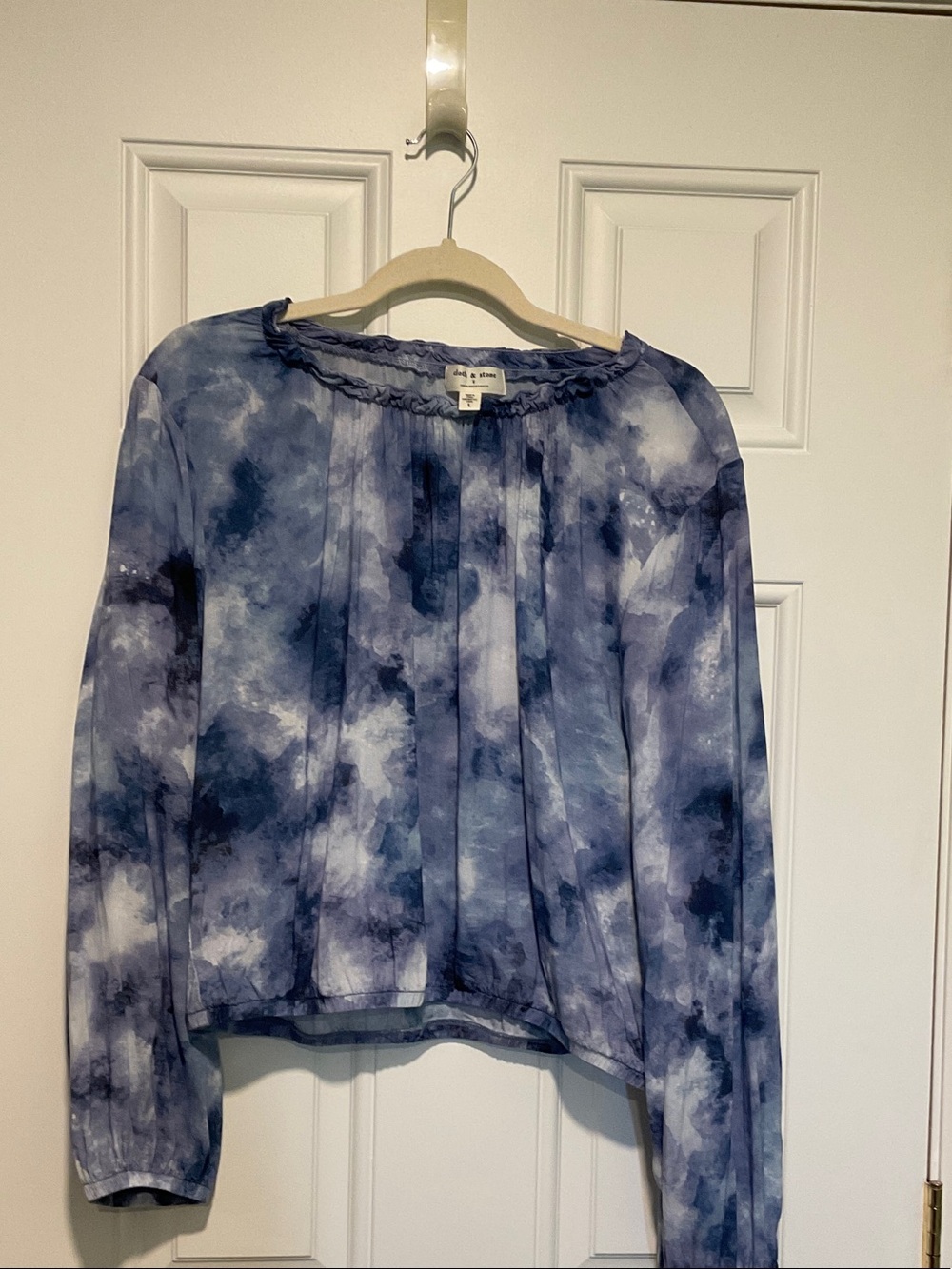 cloth & stone x Anthropologies Blue Tie-Dye Long Sleeve Blouse